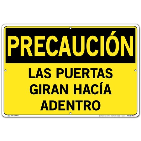 Vestil Aluminum Sign, 12-1/2" Height, 18-1/2" Width, Aluminum, Rectangle, Spanish SI-C-55-D-AL-080-S